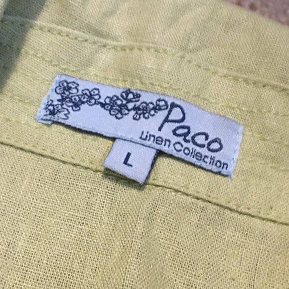 Paco Lime Green Linen Blend Sleeveless Button Up Utility Vest - Picture 9 of 14